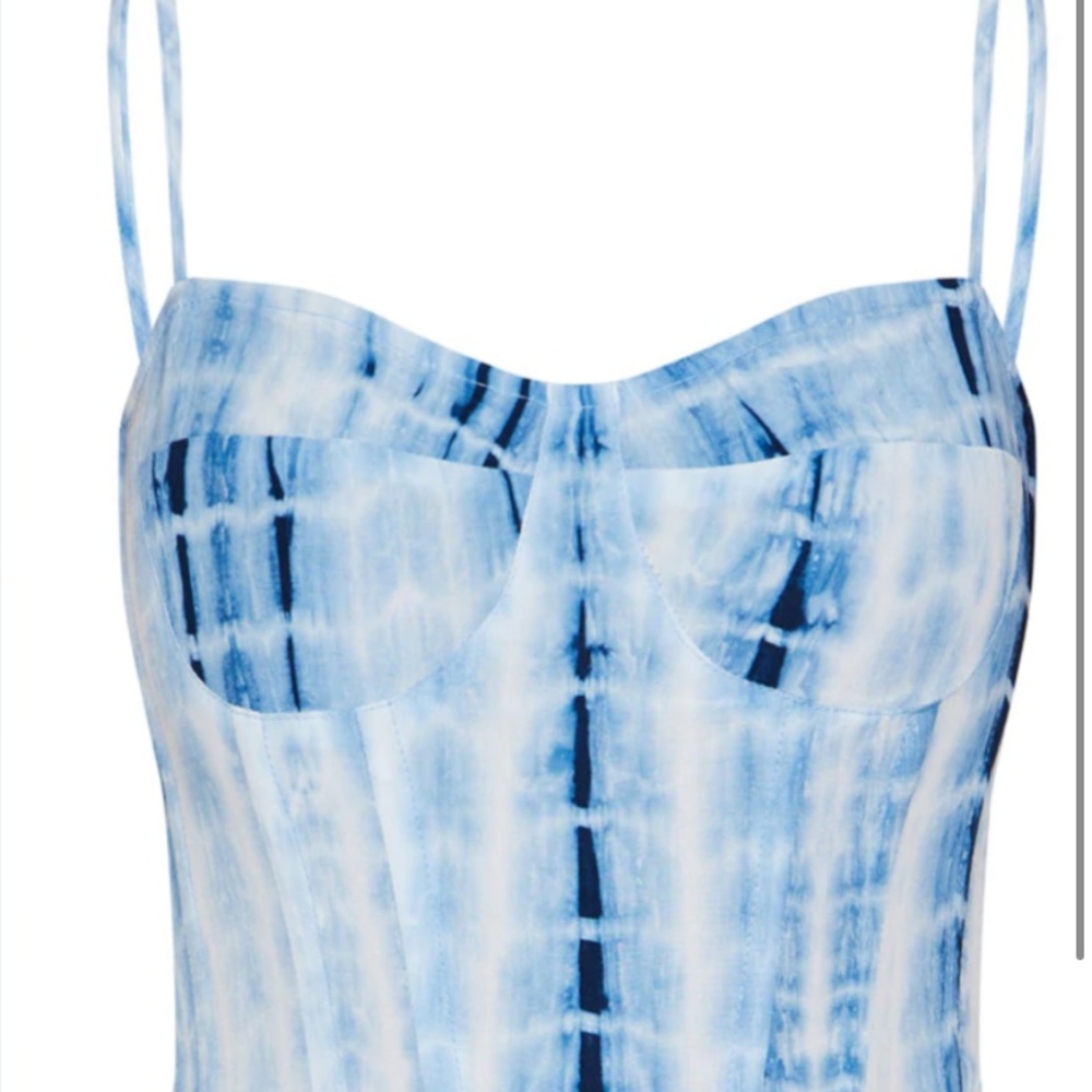 Blue tie dye corset style top